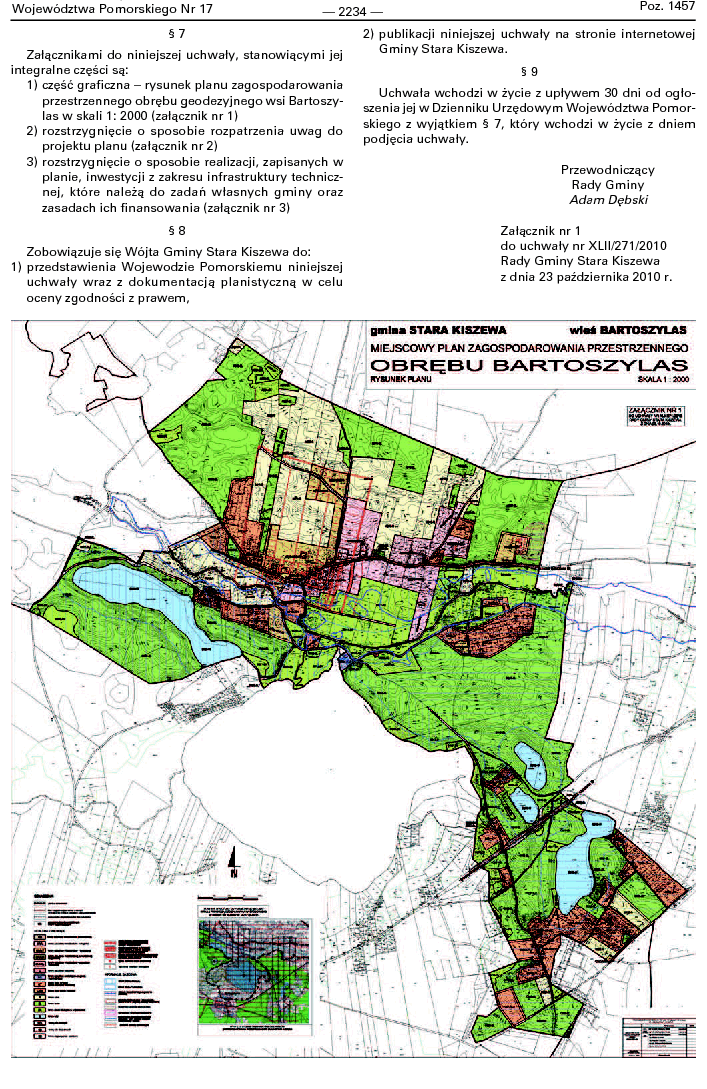 Plan Zagospodarowania Bartoszylas Gmina Stara Kiszewa XLII/271/2010 Podgląd